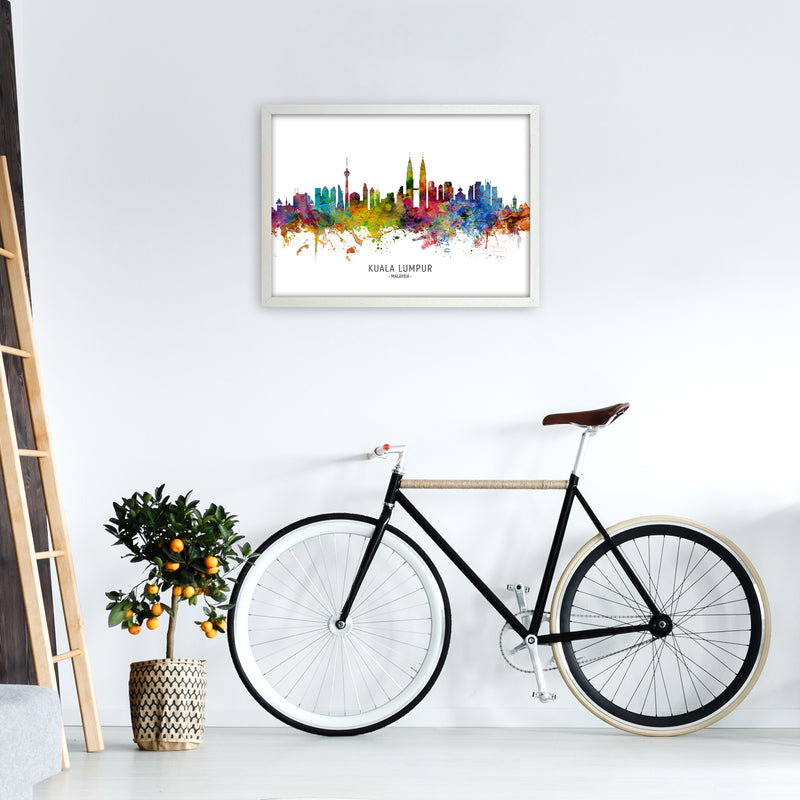 Kuala Lumpur Malaysia Skyline Art Print by Michael Tompsett A2 Oak Frame