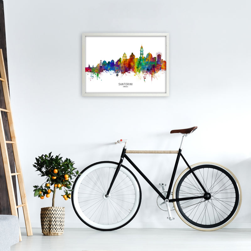 Santorini Greece Skyline Art Print by Michael Tompsett A2 Oak Frame
