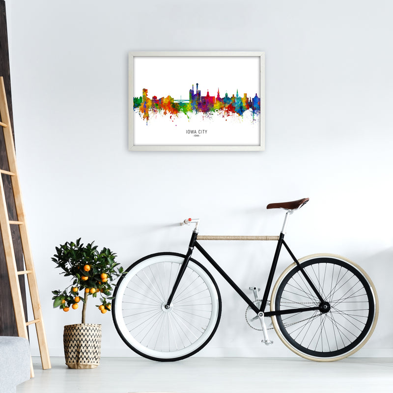 Iowa City Iowa Skyline Art Print by Michael Tompsett A2 Oak Frame
