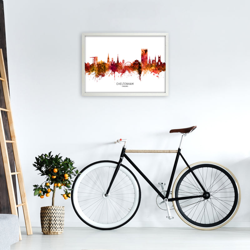 Cheltenham England Skyline Red City Name  by Michael Tompsett A2 Oak Frame