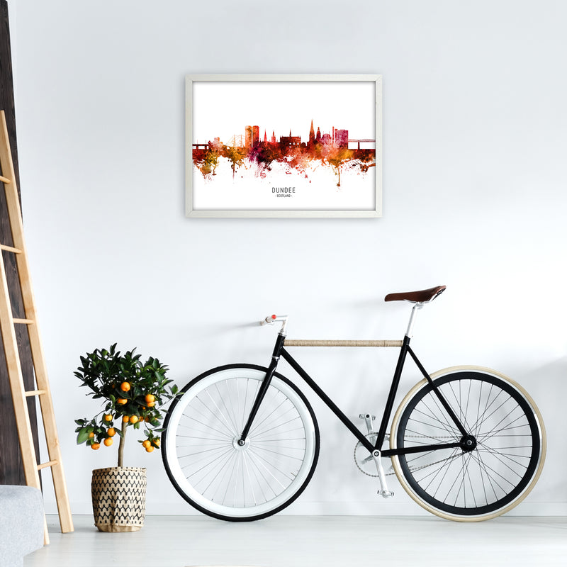 Dundee Scotland Skyline Red City Name  by Michael Tompsett A2 Oak Frame