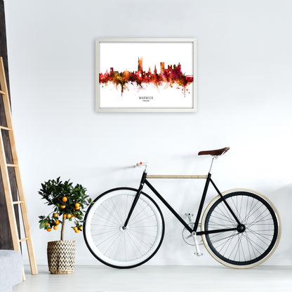 Warwick England Skyline Red City Name  by Michael Tompsett A2 Oak Frame