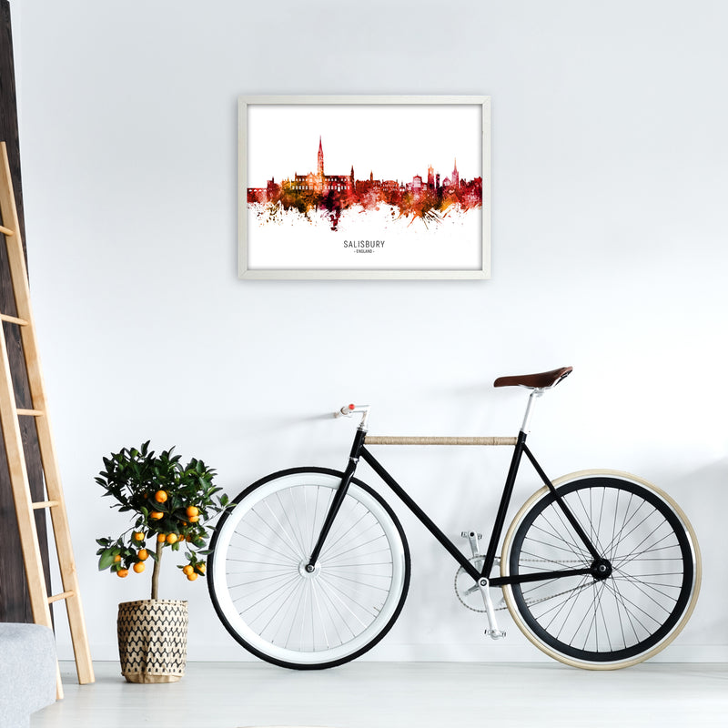 Salisbury England Skyline Red City Name  by Michael Tompsett A2 Oak Frame