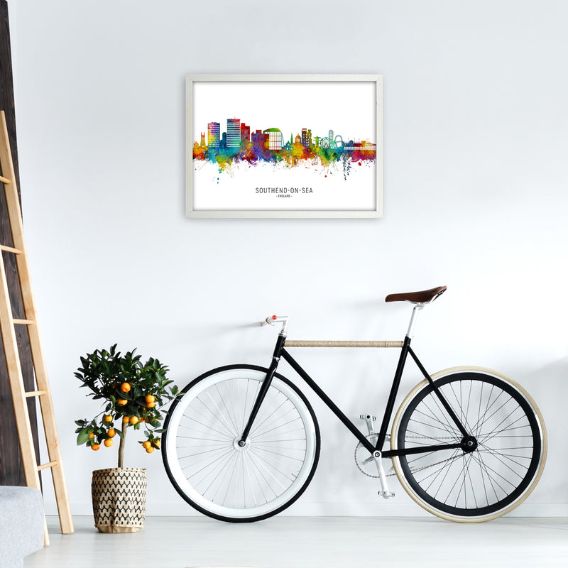 Southend-On-Sea England Skyline Art Print by Michael Tompsett A2 Oak Frame