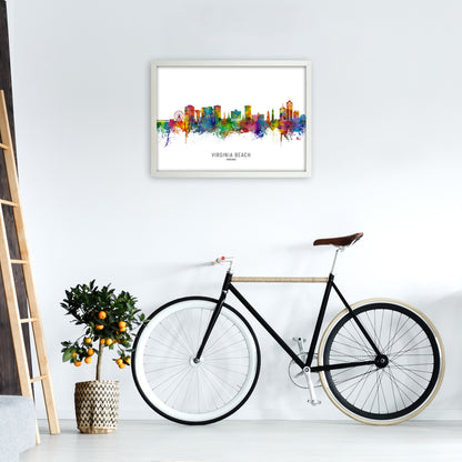 Virginia Beach Virginia Skyline  Art Print by Michael Tompsett A2 Oak Frame