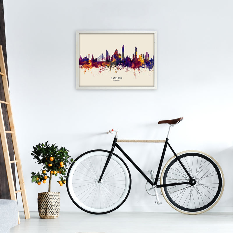 Bangkok Thailand Skyline Autumn City Name Art Print by Michael Tompsett A2 Oak Frame
