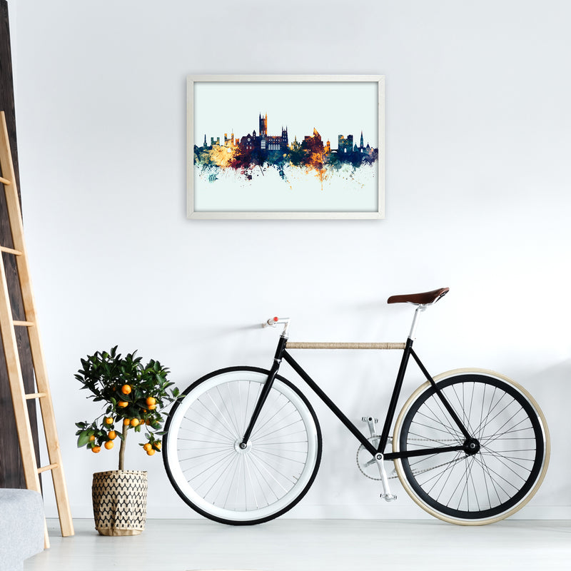 Canterbury England Skyline Blue Orange Art Print by Michael Tompsett A2 Oak Frame