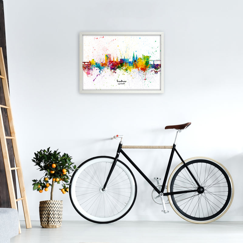 Dundee Scotland Skyline Splash Art Print by Michael Tompsett A2 Oak Frame