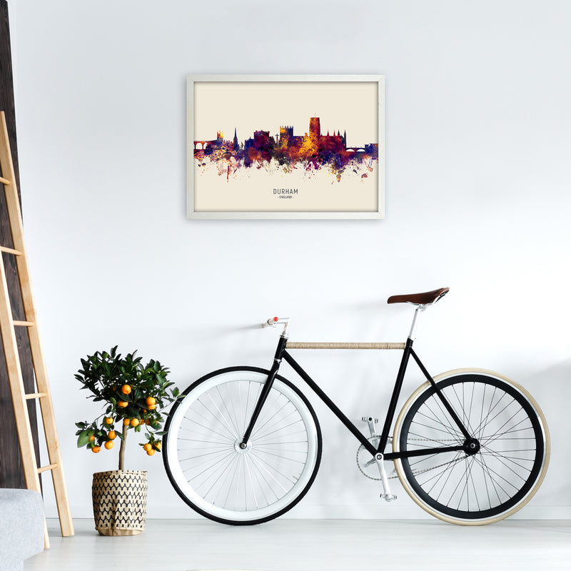 Durham England Skyline Autumn City Name Art Print by Michael Tompsett A2 Oak Frame