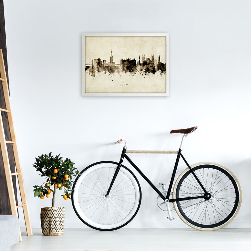 Exeter England Skyline Vintage Art Print by Michael Tompsett A2 Oak Frame
