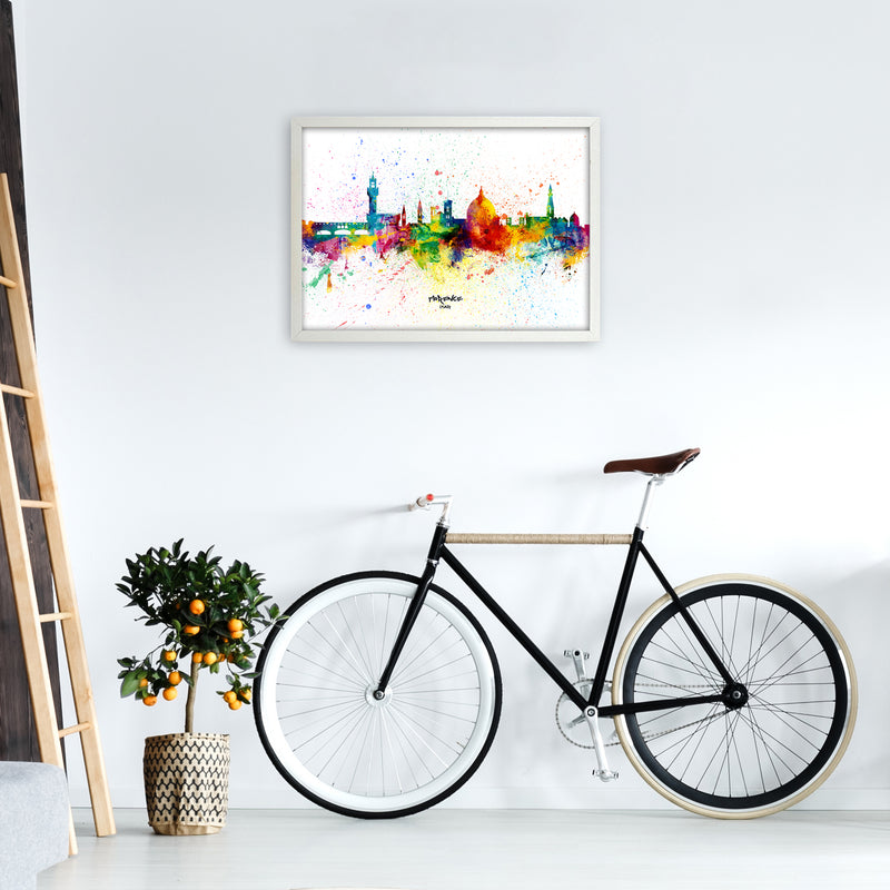Florence Italy Skyline Splash Art Print by Michael Tompsett A2 Oak Frame