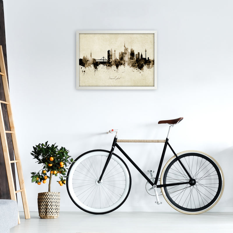 Frankfurt Germany Skyline Vintage Art Print by Michael Tompsett A2 Oak Frame