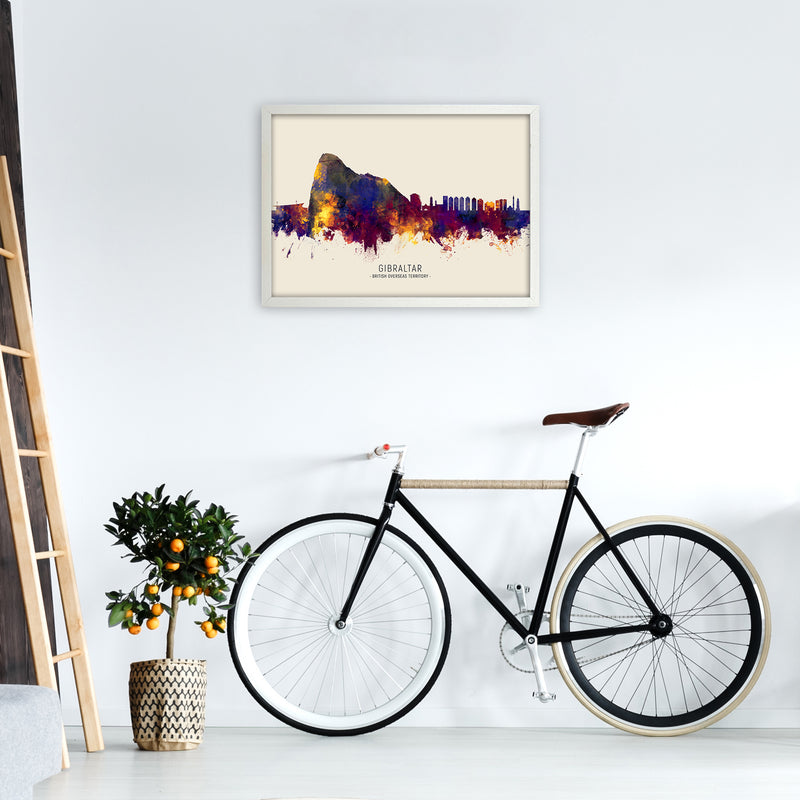 Gibraltar Skyline Autumn City Name Art Print by Michael Tompsett A2 Oak Frame