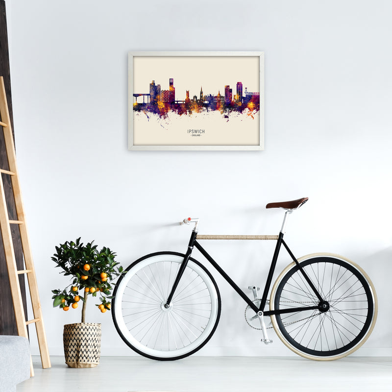 Ipswich England Skyline Autumn City Name Art Print by Michael Tompsett A2 Oak Frame