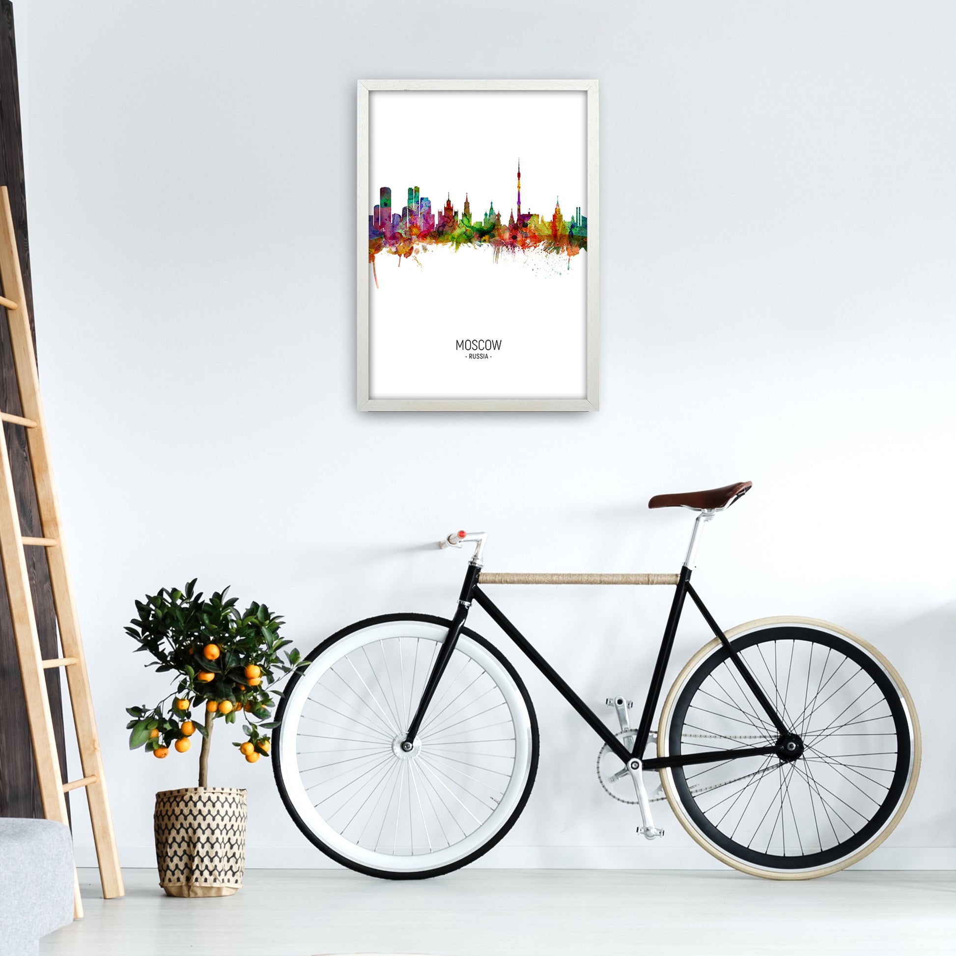 Moscow Russia Skyline Portrait Art Print by Michael Tompsett A2 Oak Frame