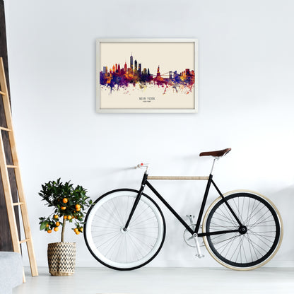 New York New York Skyline Autumn City Name Art Print by Michael Tompsett A2 Oak Frame