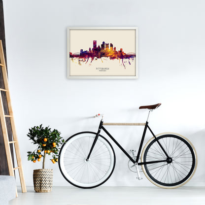 Pittsburgh Pennsylvania Skyline Autumn City Name Art Print by Michael Tompsett A2 Oak Frame