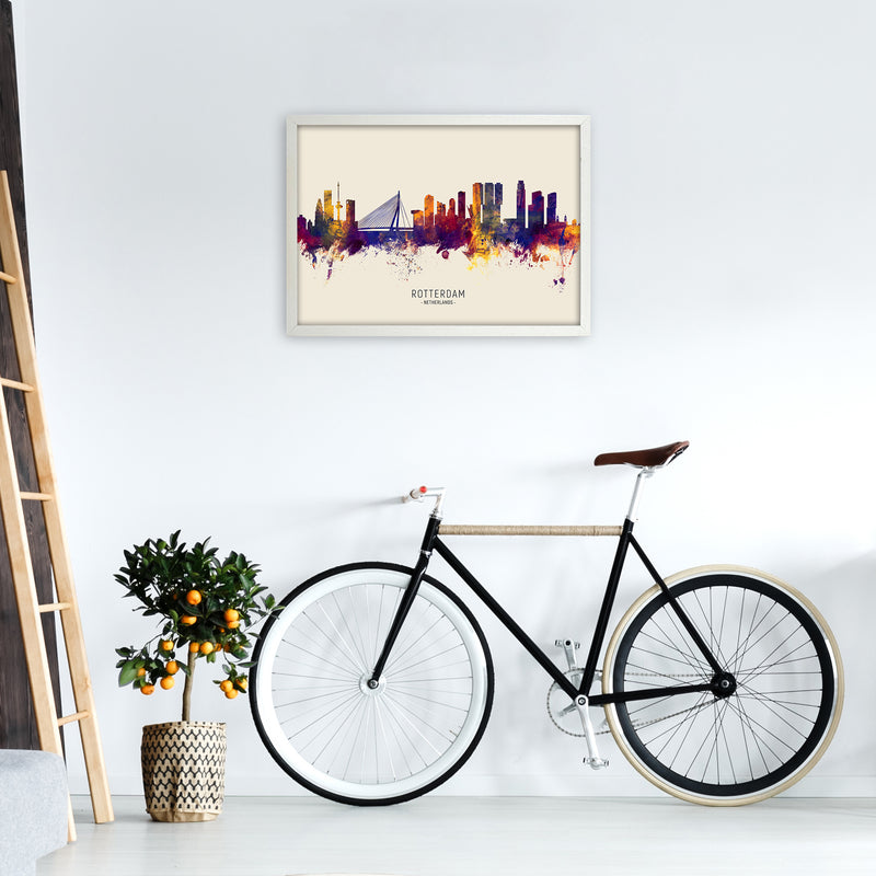 Rotterdam Netherlands Skyline Autumn City Name Art Print by Michael Tompsett A2 Oak Frame