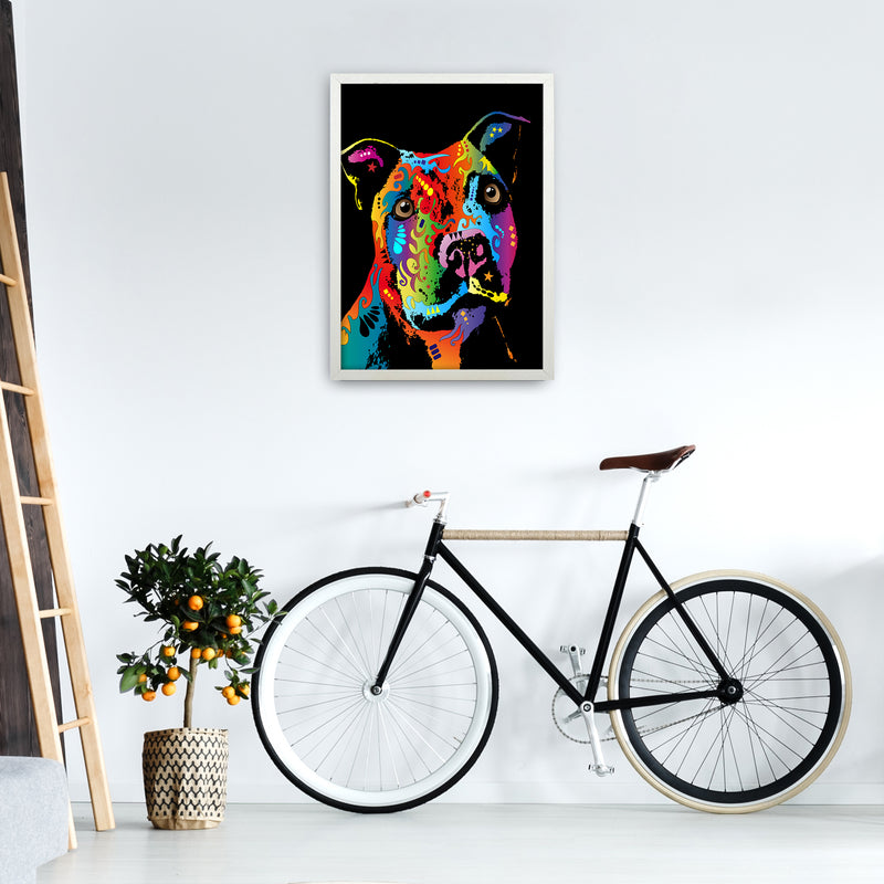 Staffordshire Bull Terrier Dog Art Print by Michael Tompsett A2 Oak Frame