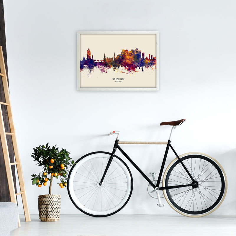 Stirling Scotland Skyline Autumn City Name Art Print by Michael Tompsett A2 Oak Frame
