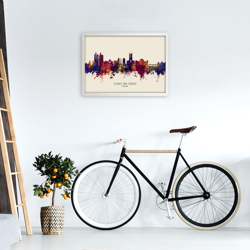 Stoke-On-Trent England Skyline Autumn City Name Art Print by Michael Tompsett A2 Oak Frame