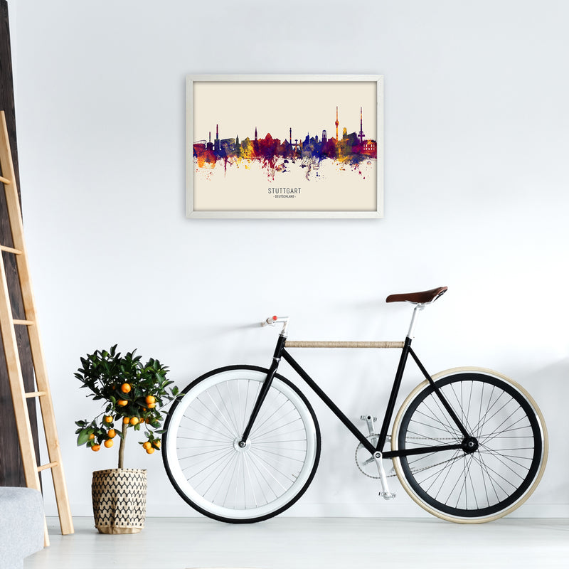 Stuttgart Deutschland Skyline Autumn City Name Art Print by Michael Tompsett A2 Oak Frame