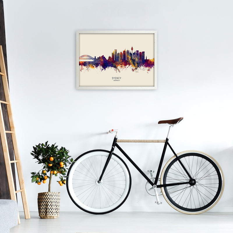 Sydney Australia Skyline Autumn City Name Art Print by Michael Tompsett A2 Oak Frame