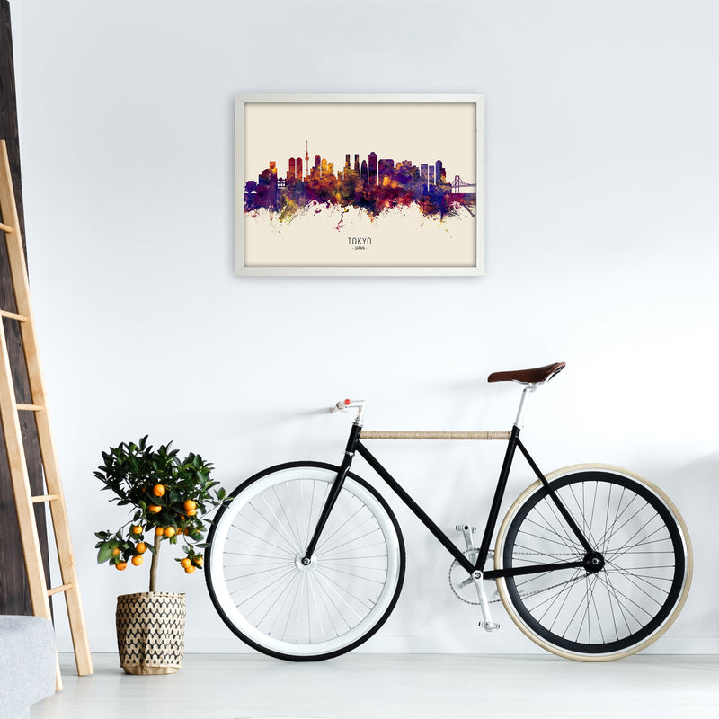 Tokyo Japan Skyline Autumn City Name Art Print by Michael Tompsett A2 Oak Frame