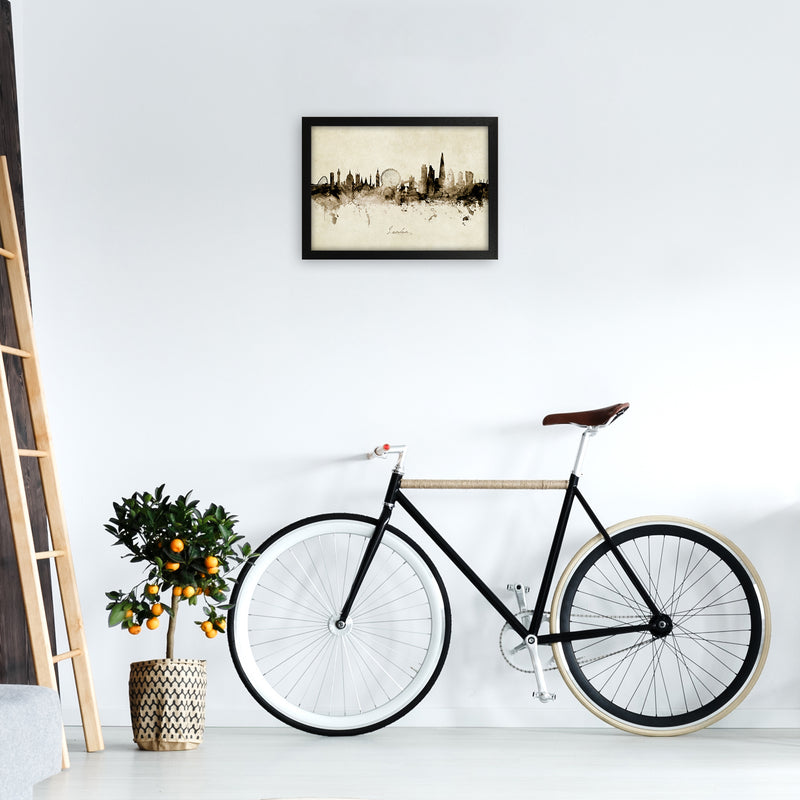 London England Skyline Vintage  Art Print by Michael Tompsett A3 White Frame
