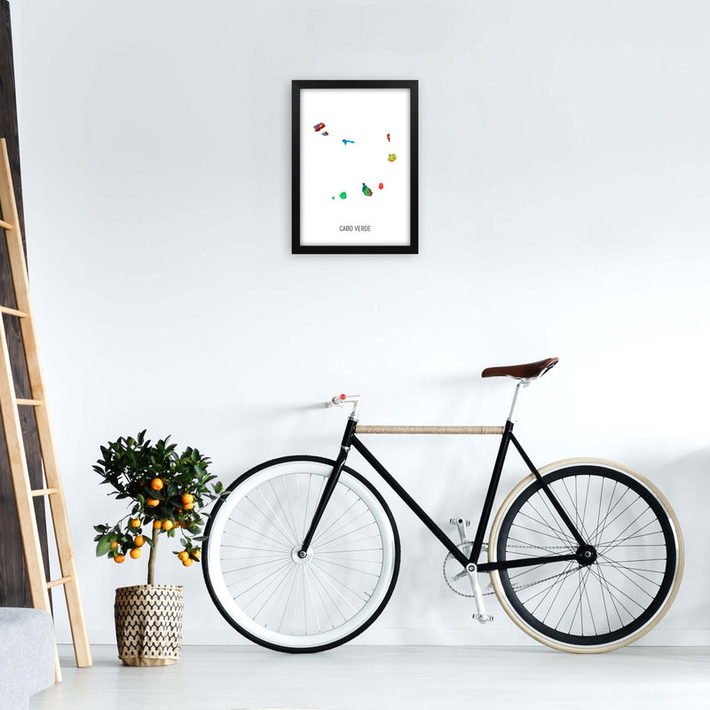Cabo Verde Watercolour Map Art Print by Michael Tompsett A3 White Frame