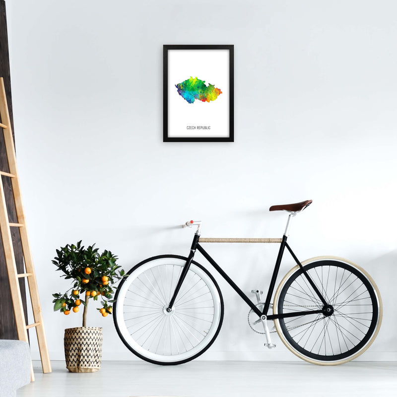 Czech Republic Watercolour Map Art Print by Michael Tompsett A3 White Frame