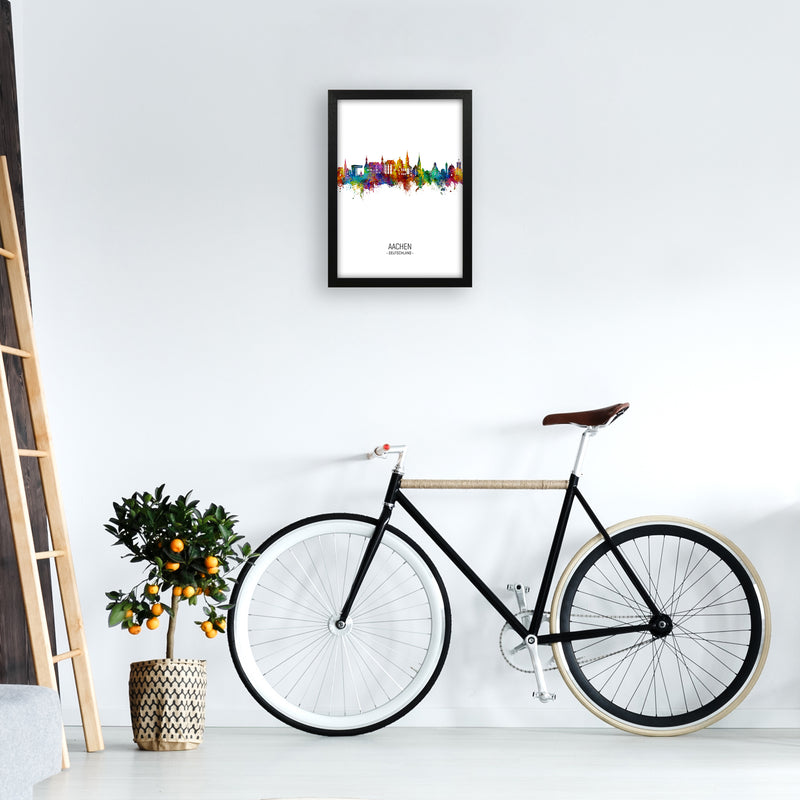 Aachen Deutschland Skyline Portrait Art Print by Michael Tompsett A3 White Frame