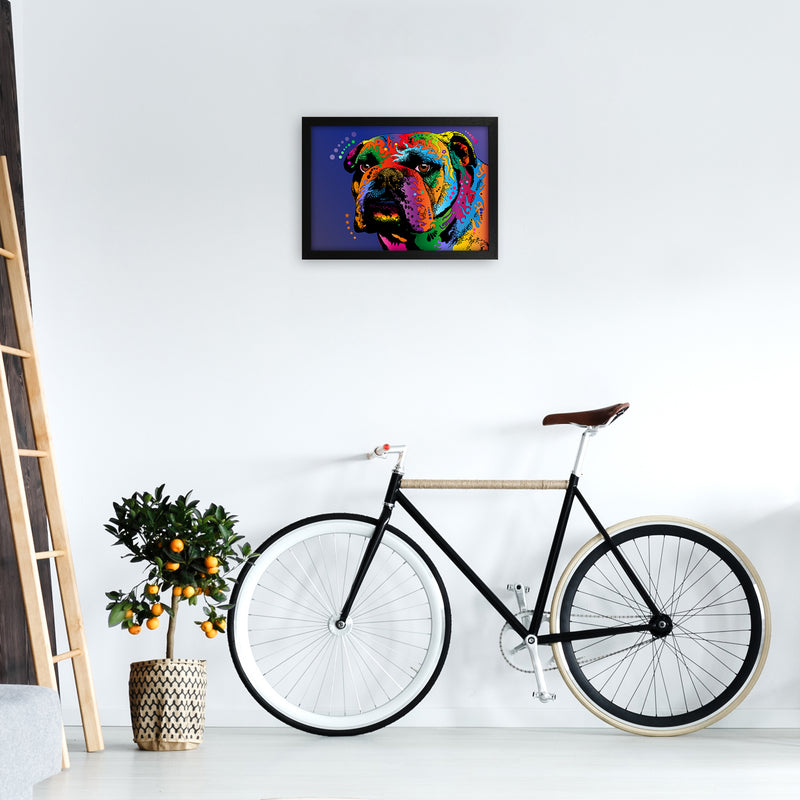 Bulldog Dog Blue Art Print by Michael Tompsett A3 White Frame