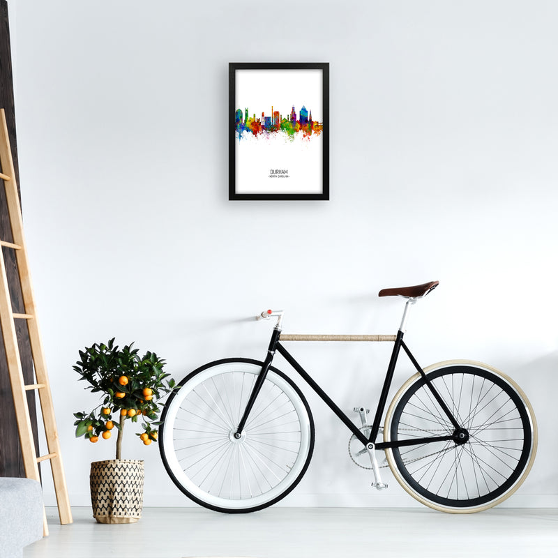 Durham North Carolina Skyline Portrait Art Print by Michael Tompsett A3 White Frame