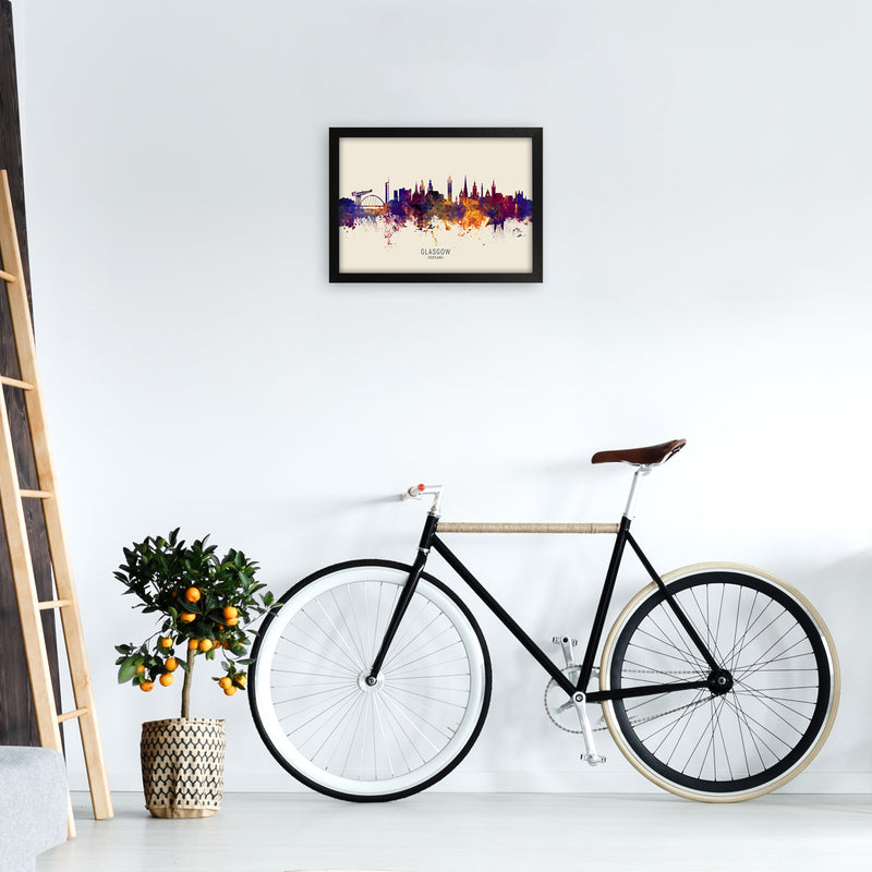 Glasgow Scotland Skyline Autumn City Name Art Print by Michael Tompsett A3 White Frame