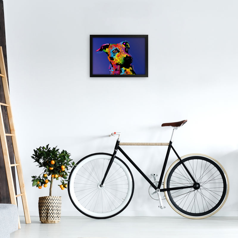 Jack Russell Dog Blue Art Print by Michael Tompsett A3 White Frame