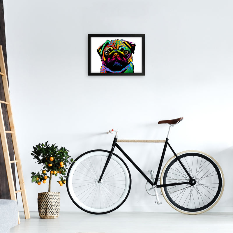 Pug Dog White Art Print by Michael Tompsett A3 White Frame