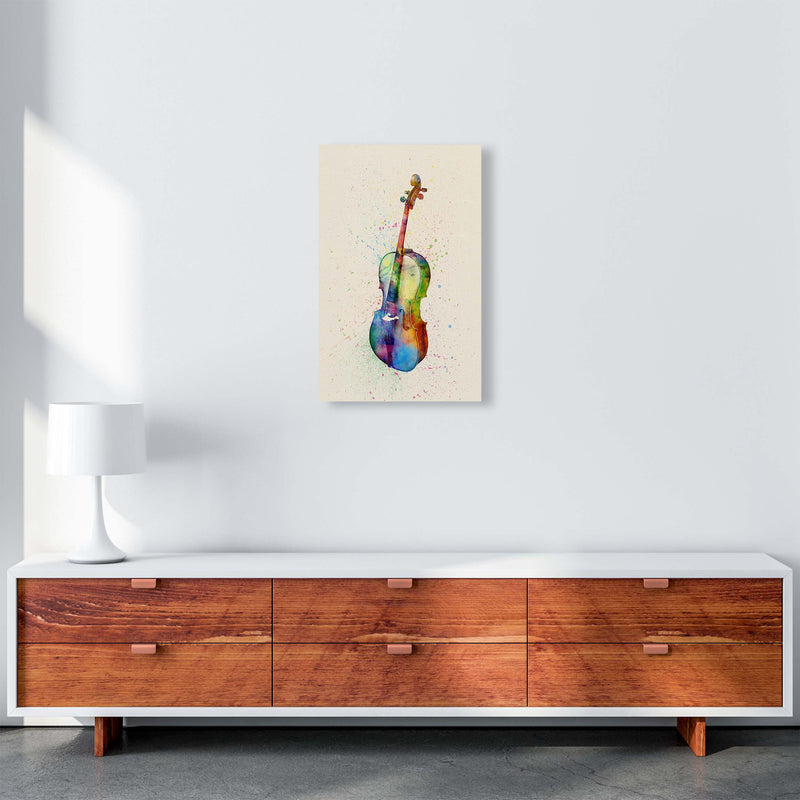 Cello Watercolour Multi-Colour Art Print by Michael Tompsett A3 Canvas