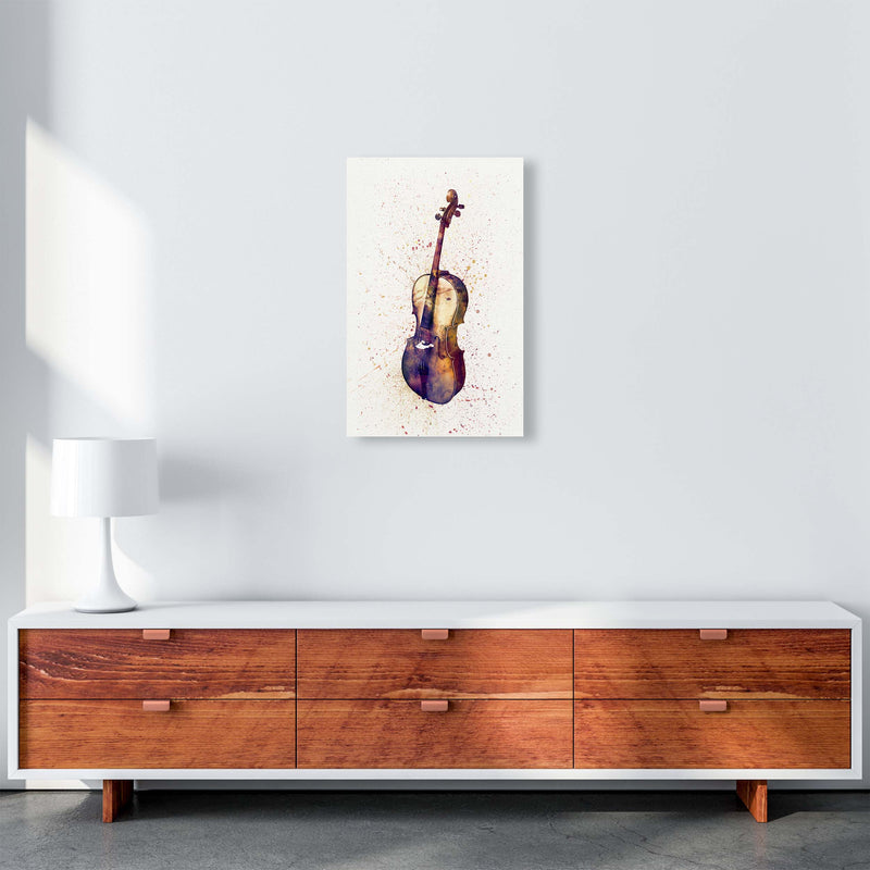 Cello Watercolour Music Art Print by Michael Tompsett A3 Canvas
