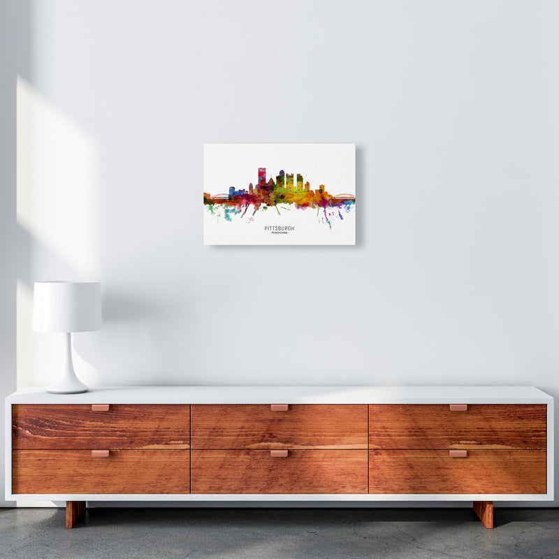 Pittsburgh Pennsylvania Skyline Art Print by Michael Tompsett A3 Canvas