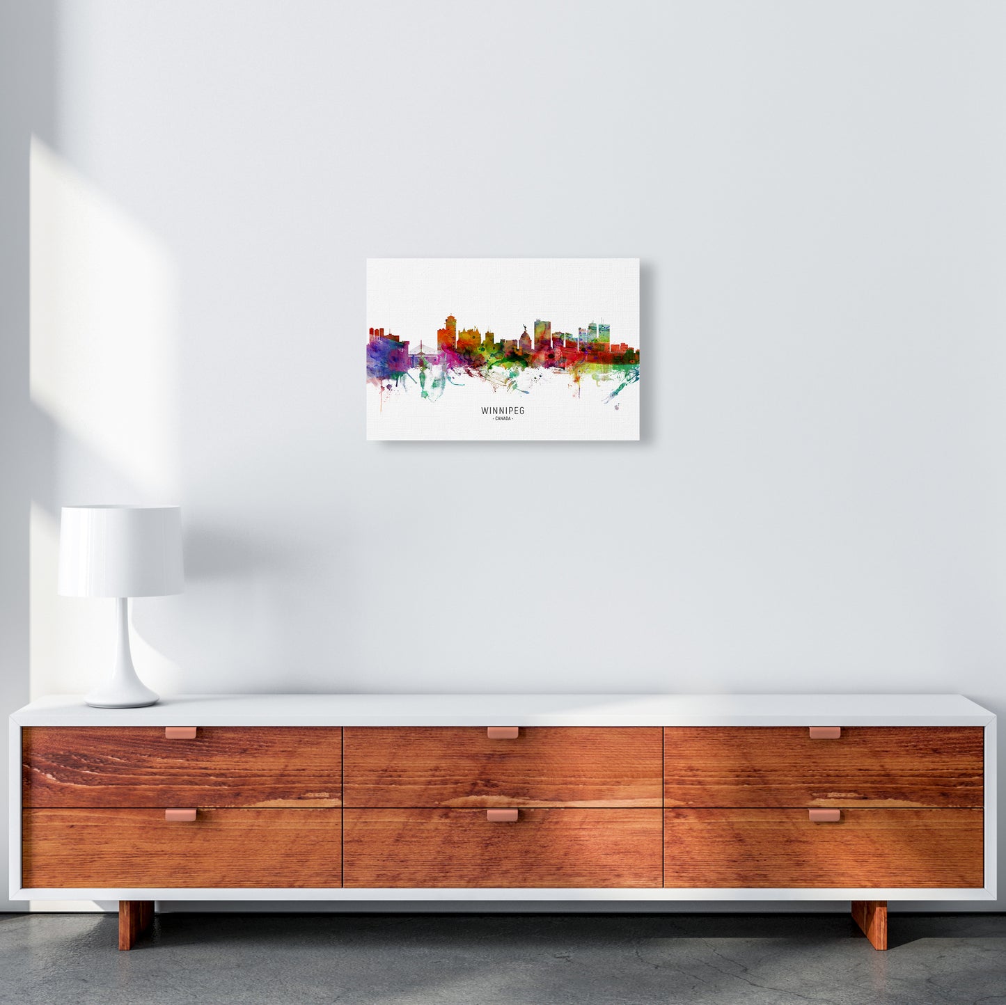 Winnipeg Canada Skyline Art Print by Michael Tompsett A3 Canvas