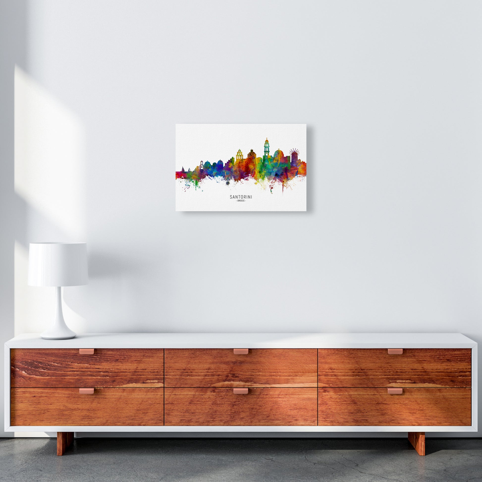 Santorini Greece Skyline Art Print by Michael Tompsett A3 Canvas