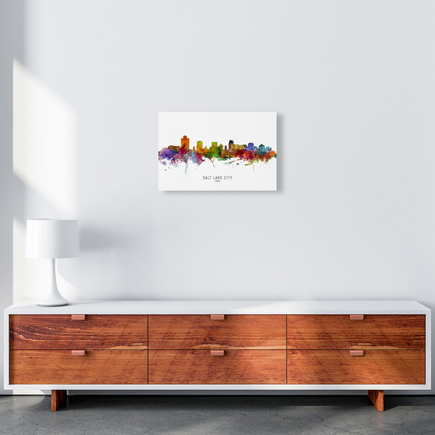 Salt Lake City Utah Skyline Art Print by Michael Tompsett A3 Canvas