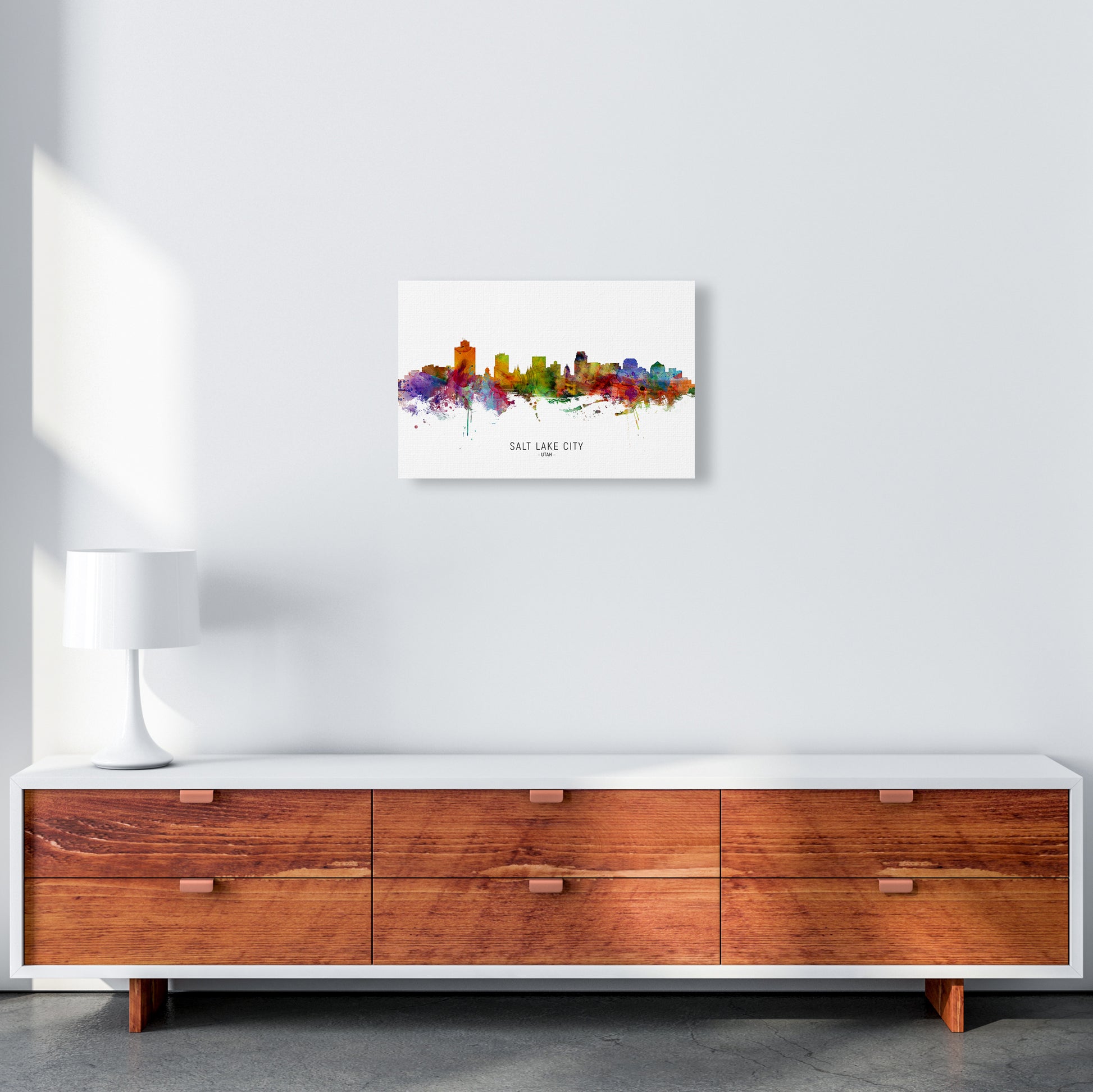 Salt Lake City Utah Skyline Art Print by Michael Tompsett A3 Canvas