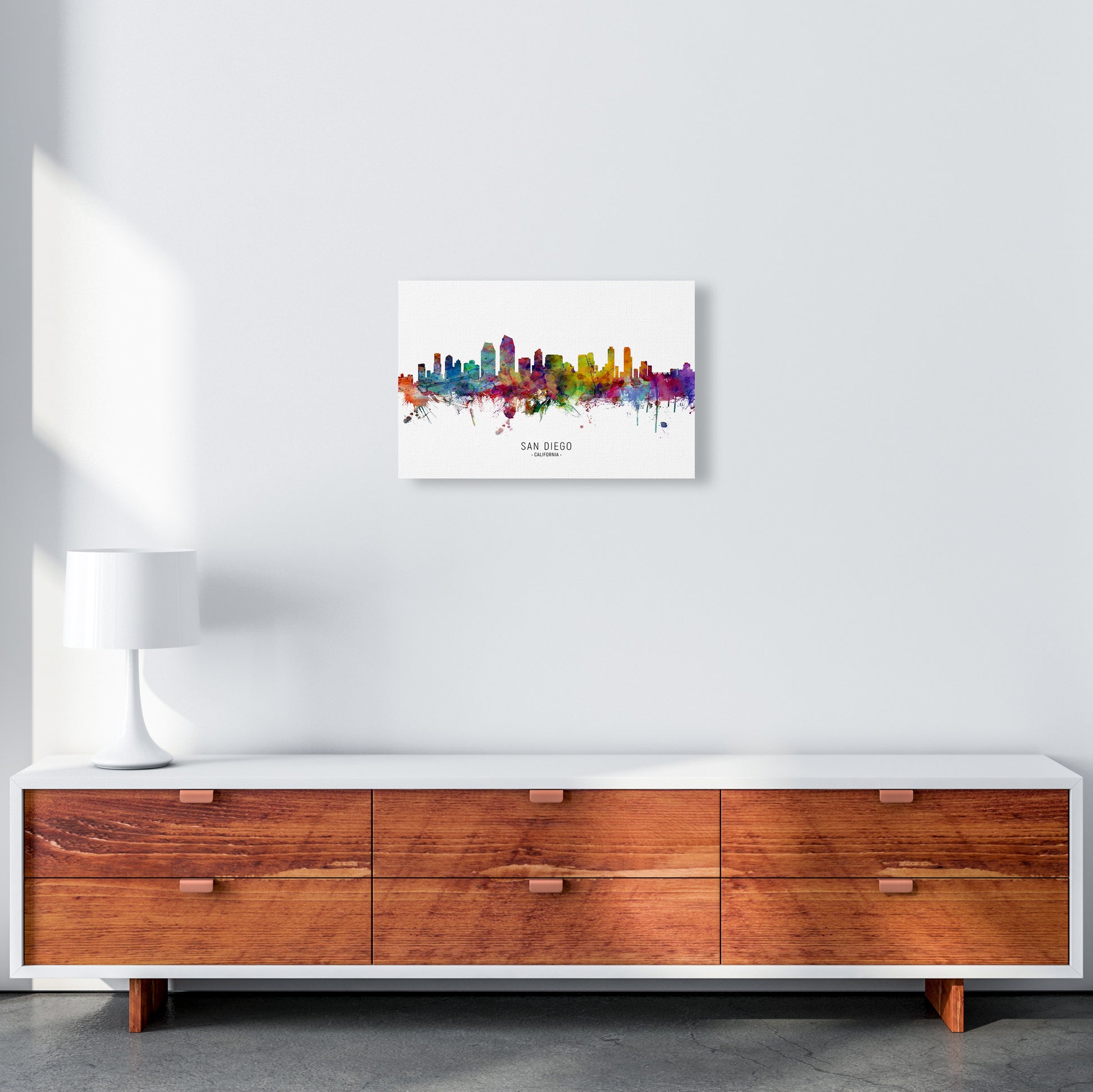 San Diego California Skyline Art Print by Michael Tompsett A3 Canvas