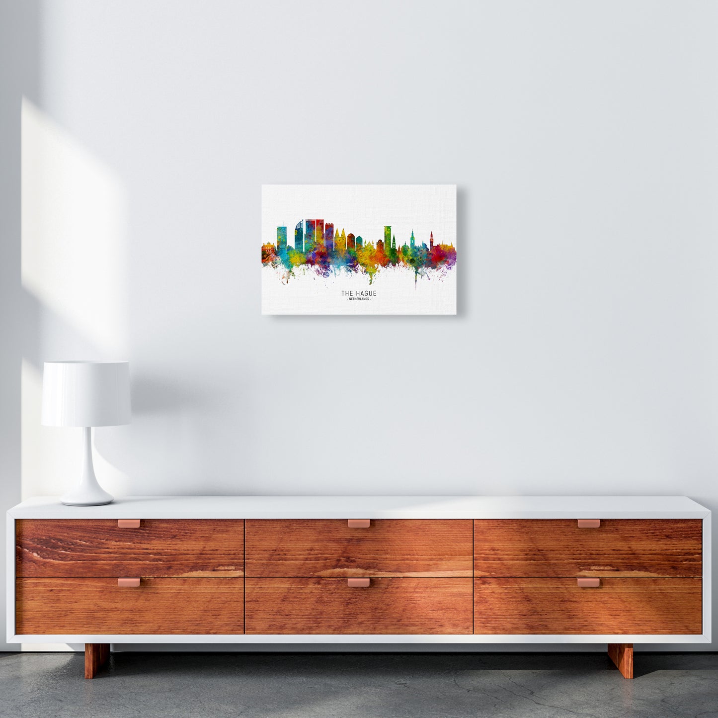The Hague Netherlands Skyline Art Print by Michael Tompsett A3 Canvas