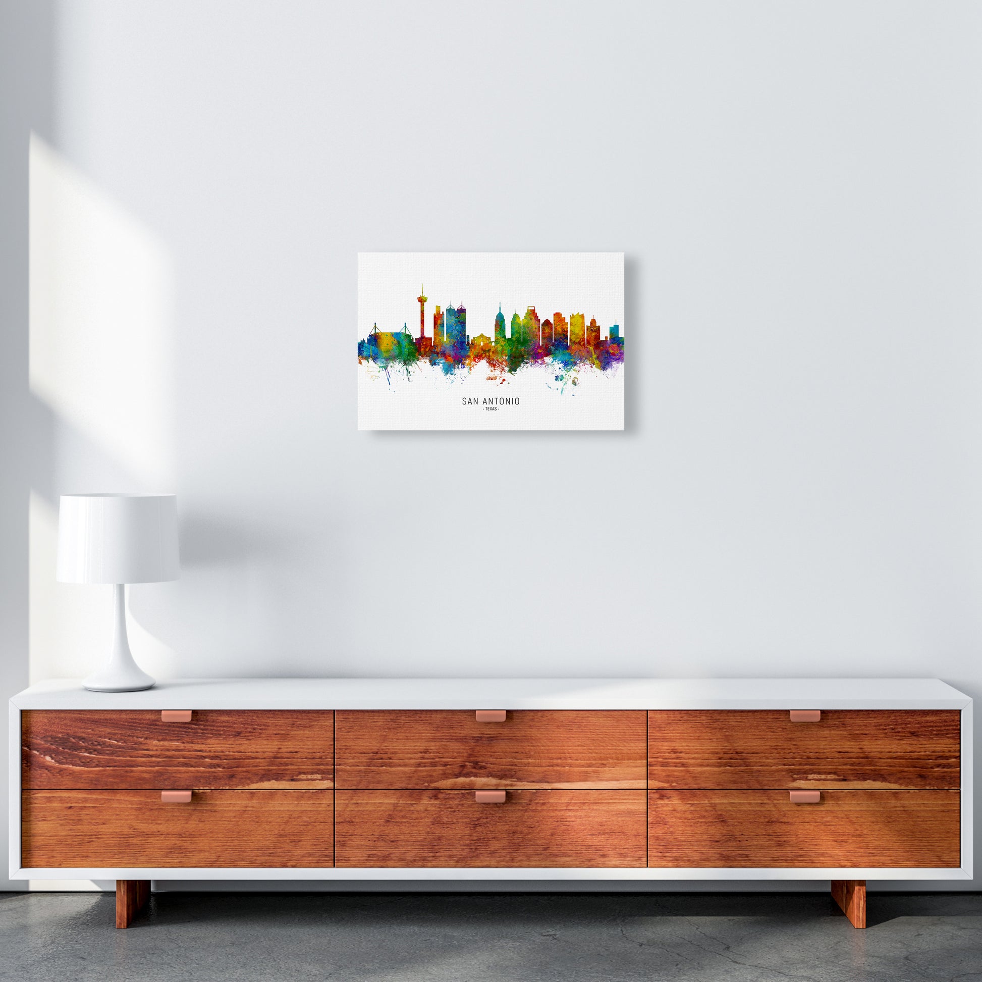 San Antonio Texas Skyline Art Print by Michael Tompsett A3 Canvas