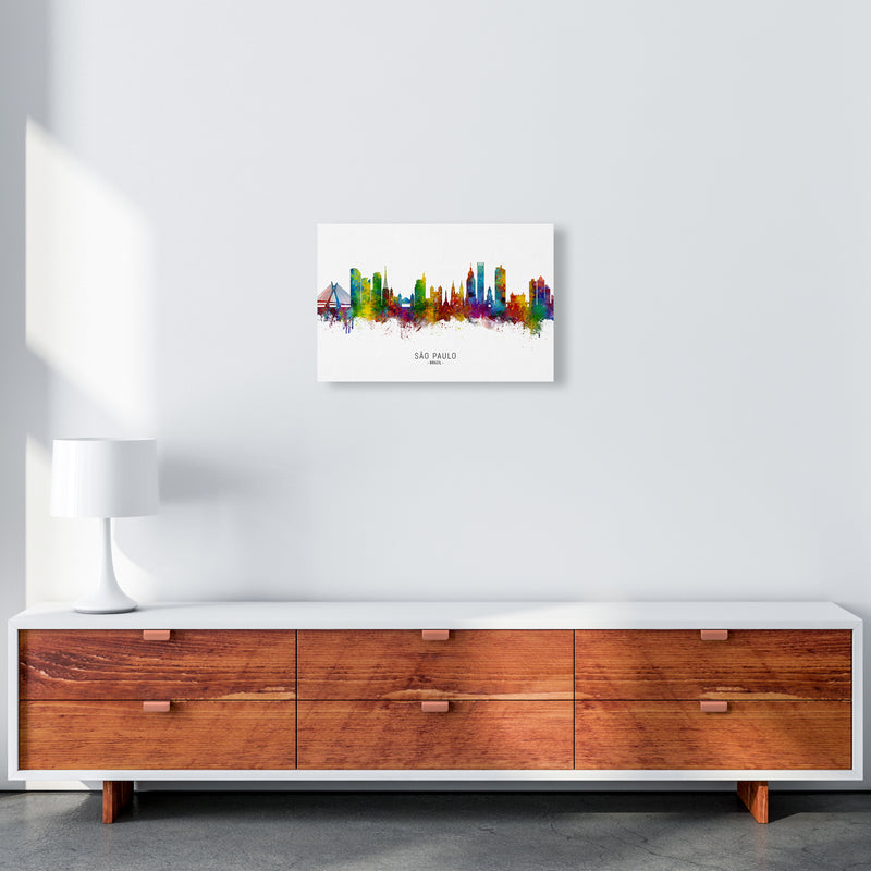 Sao Paulo Brazil Skyline Art Print by Michael Tompsett A3 Canvas
