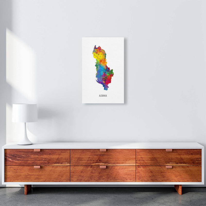 Albania Watercolour Map Art Print by Michael Tompsett A3 Canvas