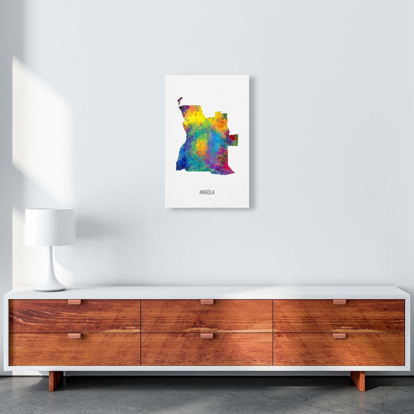 Angola Watercolour Map Art Print by Michael Tompsett A3 Canvas